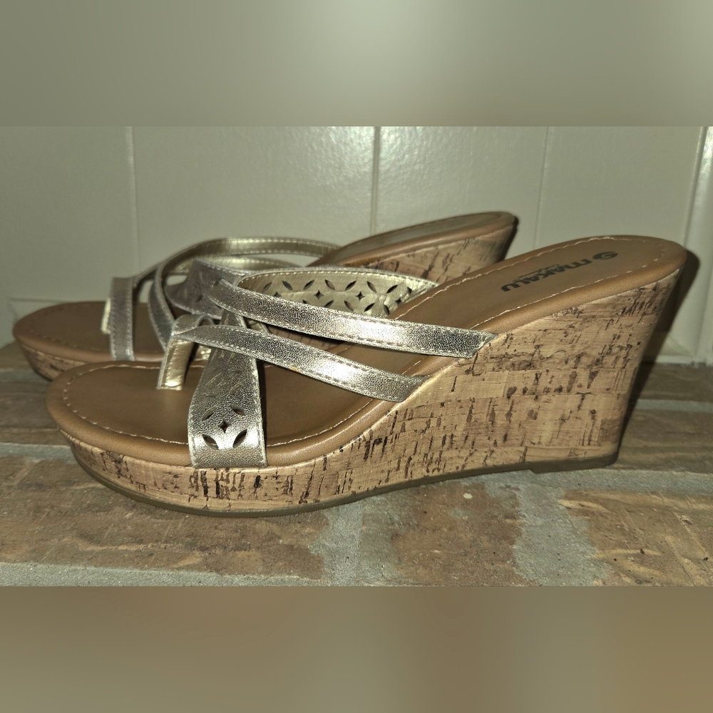 Women's Metallic Wedge Sandals